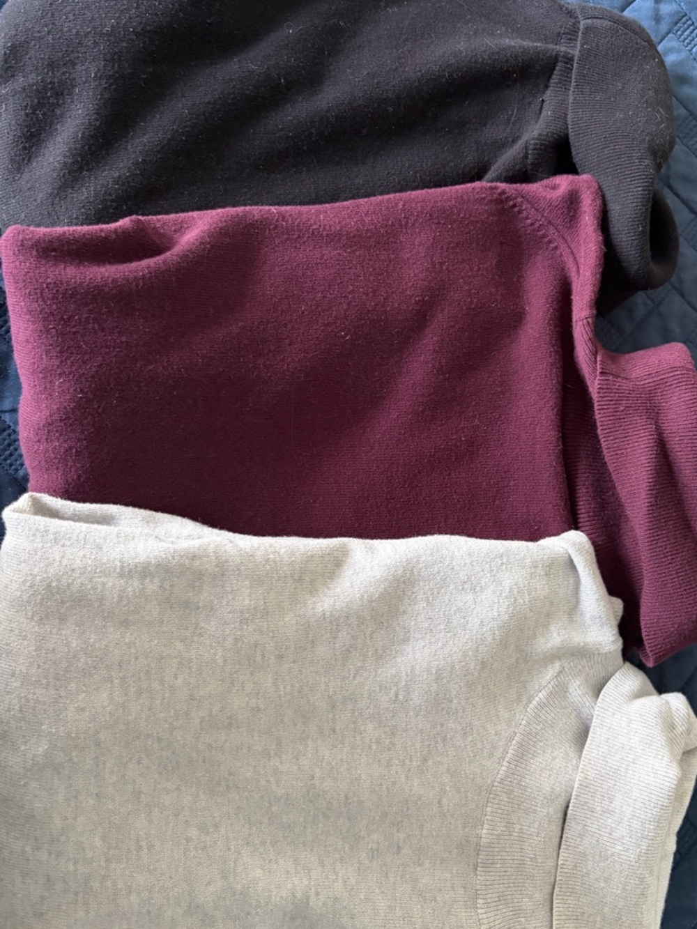 GAP Turtleneck & Cowl-Neck Sweater Set — Black, Burgundy, Light Gray